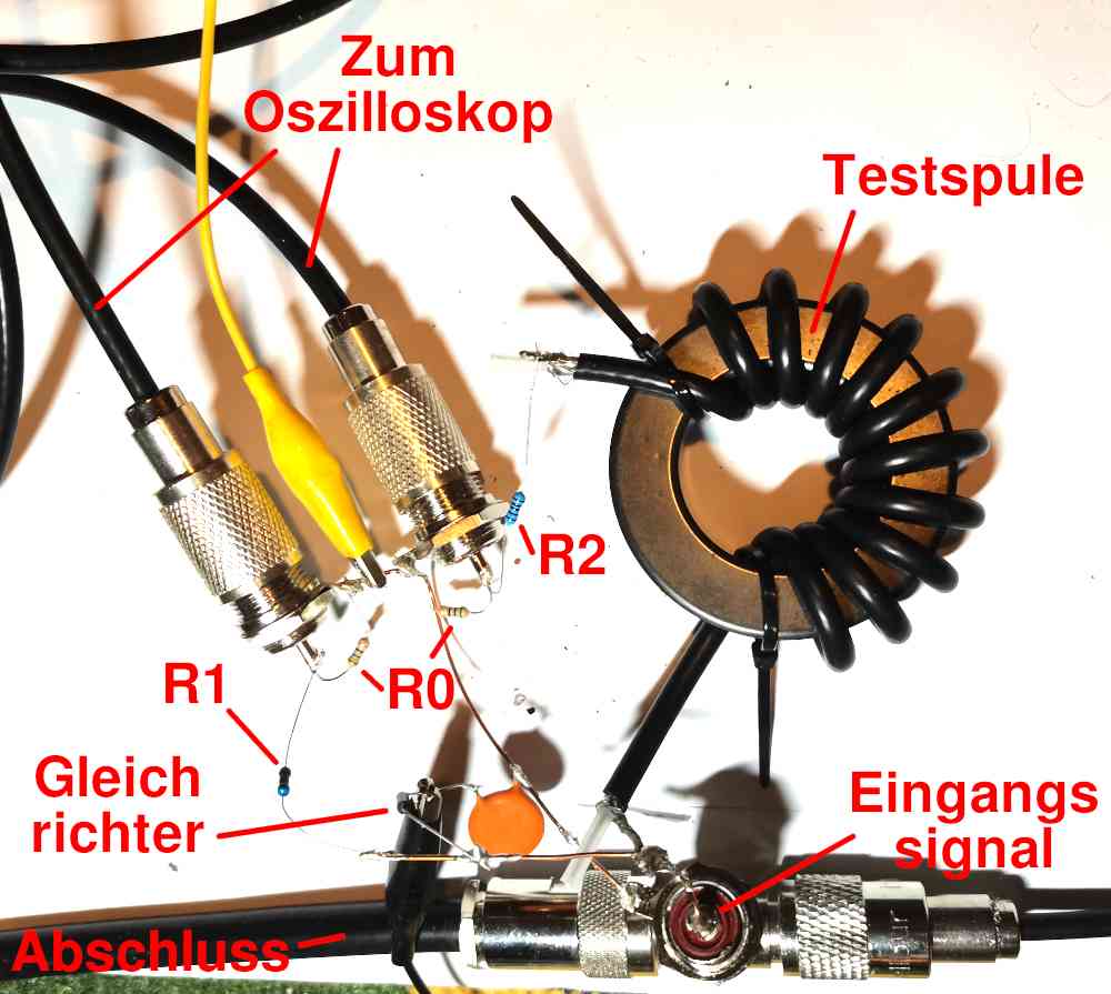 Praktischer Versuchsaufbau zum Impedanzen messen mit dem Oszilloskop. 